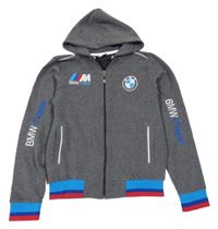 Šedá propínací mikina BMW s kapucňou