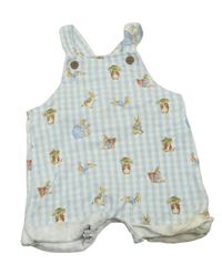 Světlemodro-biele kockované na traké kraťasy s králíčky - Peter Rabbit morrisons