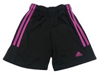 Čierno-tmavoružové funkčné športové kraťasy Adidas