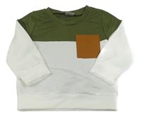 Bílo-khaki mikina s vreckom