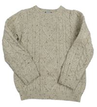 Svetlobéžový melírovaný rebrovaný vlnený sveter PRIMARK