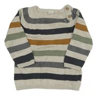 Světlebéžovo-pruhovaný melírovaný sveter H&M