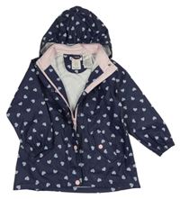 Tmavomodrá nepromokavá bunda so srdiečkami a odopínacíá kapucňou H&M