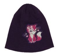 Lilková pletená čapica s líškou