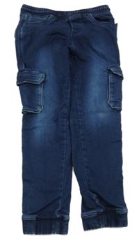 Tmavomodré cargo cuff teplákové rifle OKaïdi