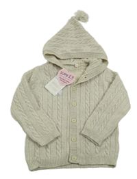 Nové - svetlosivý melírovaný rebrovaný prepínaci sveter s kapucňou Jojo Maman Bébé