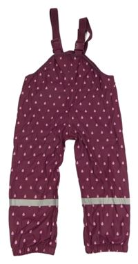 Vínové nepromokavé laclové kalhoty s kapičkami Topolino