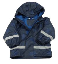 Tmavomodrá nepromokavá jarná bunda s hviezdičkami a kapucňou KIDS