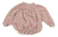 Světlerůžová oversize tunika s chlupatými třásněmi 