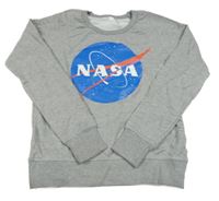Sivá melírovaná mikina s potiskem - NASA mantis