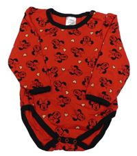 Červeno-černé body s Minnie a srdíčky Disney