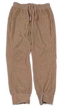 Starorůžovohnědé rebrované zamatové nohavice Tu