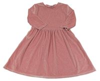 Ružové trblietavé zamatové šaty Matalan