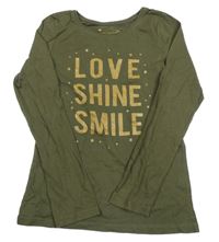 Khaki triko s nápisy a hvězdičkami PRIMARK