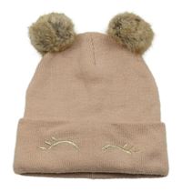 Pudrová čepice s řasami a bambulemi H&M