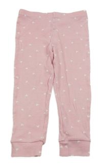 Růžové žebrované pyžamové kalhoty se srdíčky Matalan