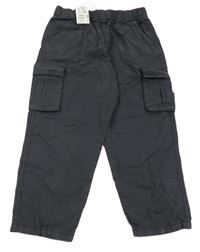 Nové - černošedé cargo plátěné kalhoty M&S
