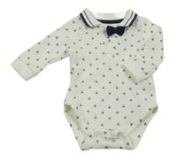 Bílé body s lodičkami a motýlkem a límečkem C&A