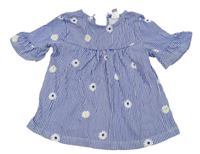 Námořnicky modro-biela pruhovaná šatová tunika s kvetmi LC WaIKIKI