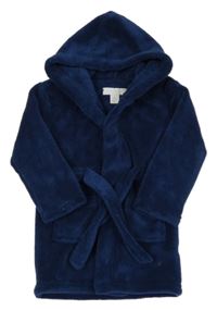 Tmavomodrý plyšový župan s kapucí early days