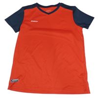 Červeno-tmavomodré funkční fotbalové tričko s logem DEMIX