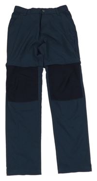 Tmavomodré šušťákové outdoorové nohavice s odepínacími nohavicami crane
