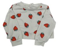 Biela oversize mikina s jahůdkami SHEIN