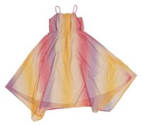 Růžovo-fialovo-oranžové šifonové letní šaty H&M