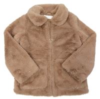 Starorůžovohnědá kožešinová podšitá bunda s límečkem H&M