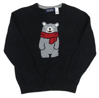 Čierny sveter s medvedíkom
