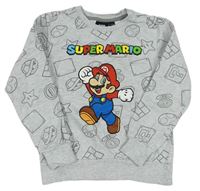 Světlešedá mikina Super Mario  