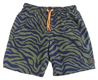 Kaki-tmavomodré vzorované plážové kraťasy Primark