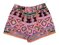 Ružovo-čierno-farebné vzorované ľahké kraťasy Matalan