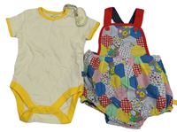 2set - Barevné vzorované laclové kraťasy + smetanové body Little Bird