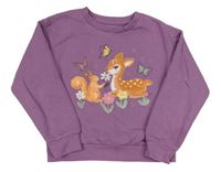 Fialová mikina so srnkou a veverkou Primark