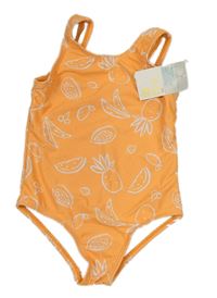 Oranžové jednodílné plavky s ovocem Primark
