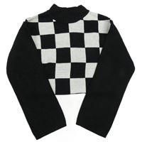 Čierno-biely kockovaný crop sveter H&M