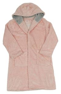 Ružový vzorovaný chlpatý župan s kapucňou zn. Primark