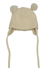 Béžová pletená čapica s bambulemi H&M