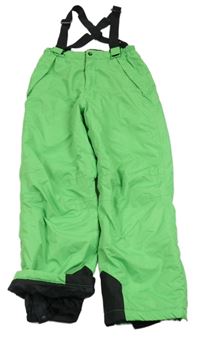 Zelené šusťákové funkční oteplovačky s odepínacími kšandami Crane