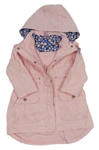 Ružová plátenná jarná parka s kapucňou Dopodopo