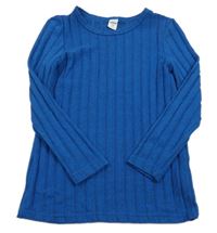 Modré rebrované úpletové tričko Shein