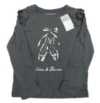 Nové - Antracitové triko s baletními piškoty a volánky Primark