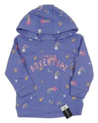 Nové - Levandulová mikina s hvězdami a kapucí Dunnes