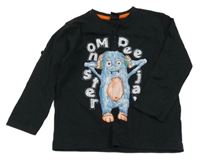 Černé triko s příšerkou a knoflíky Kiki&Koko