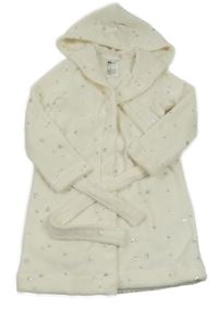 Smetanový chlupatý župan s hvězdami a kapucí H&M
