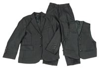 3set - Tmavošedé slavnostní sako + kalhoty + vesta