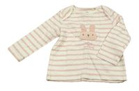 Bílo-růžové pruhované žebrované triko s králíkem F&F