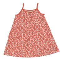 Korálové kvetované bavlnené šaty C&A