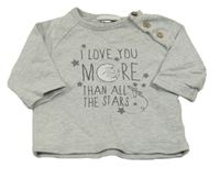 Sivá melírovaná mikina s nápisom s hviezdami Topomini